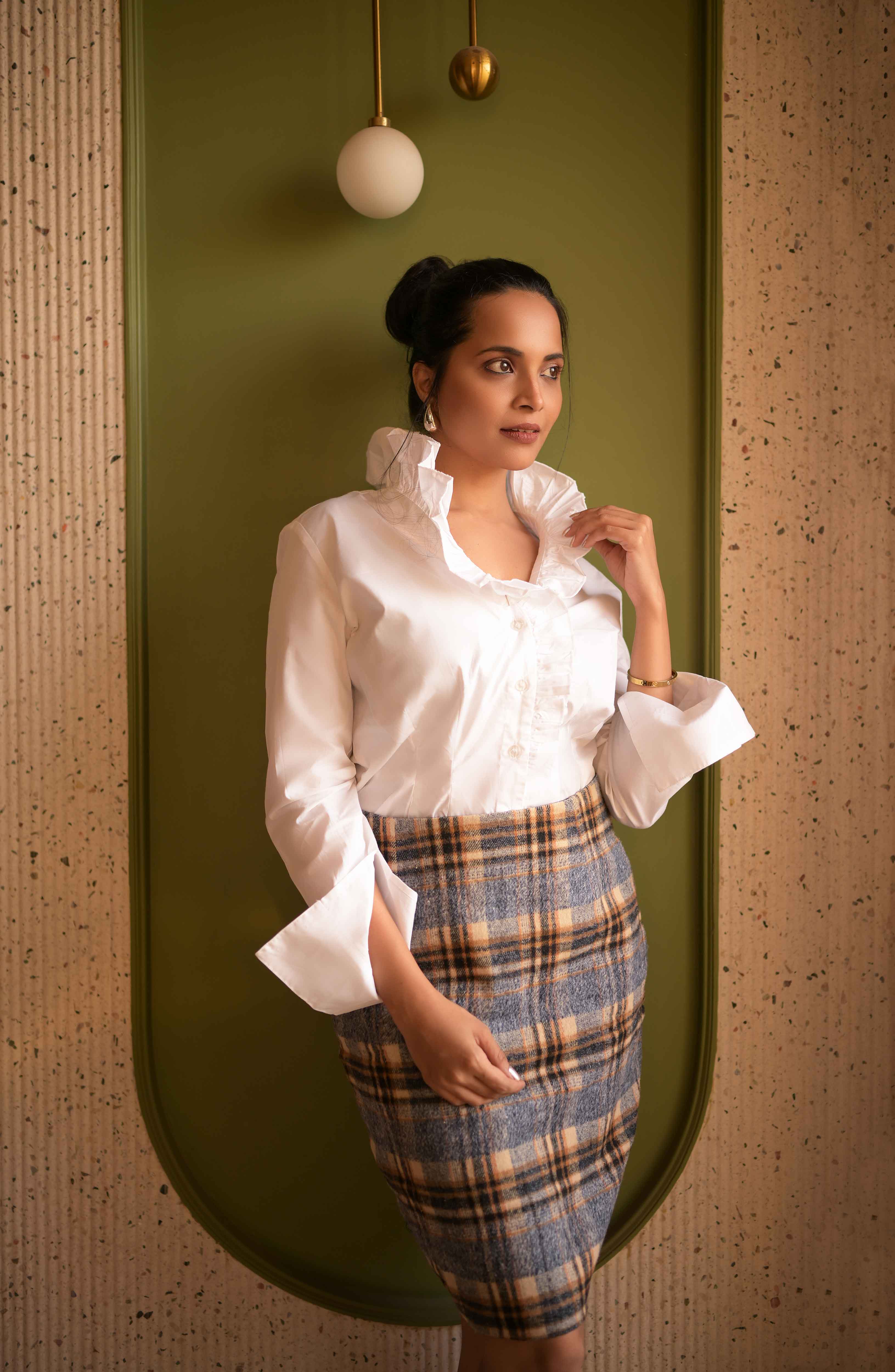 Ivory Ruffle Collar Statement Shirt