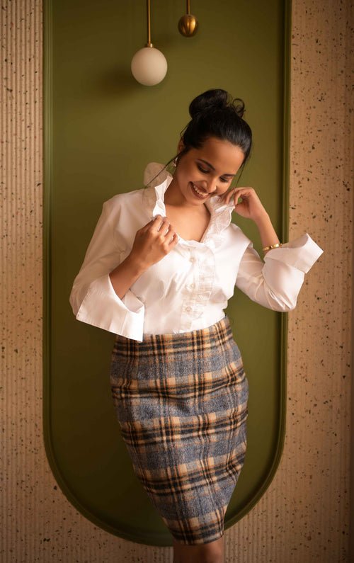 Ivory Ruffle Collar Statement Shirt