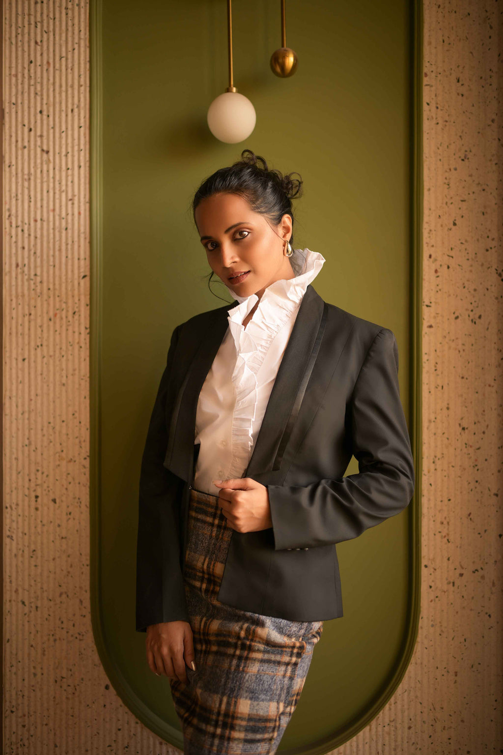 Ivory Ruffle Collar Statement Shirt