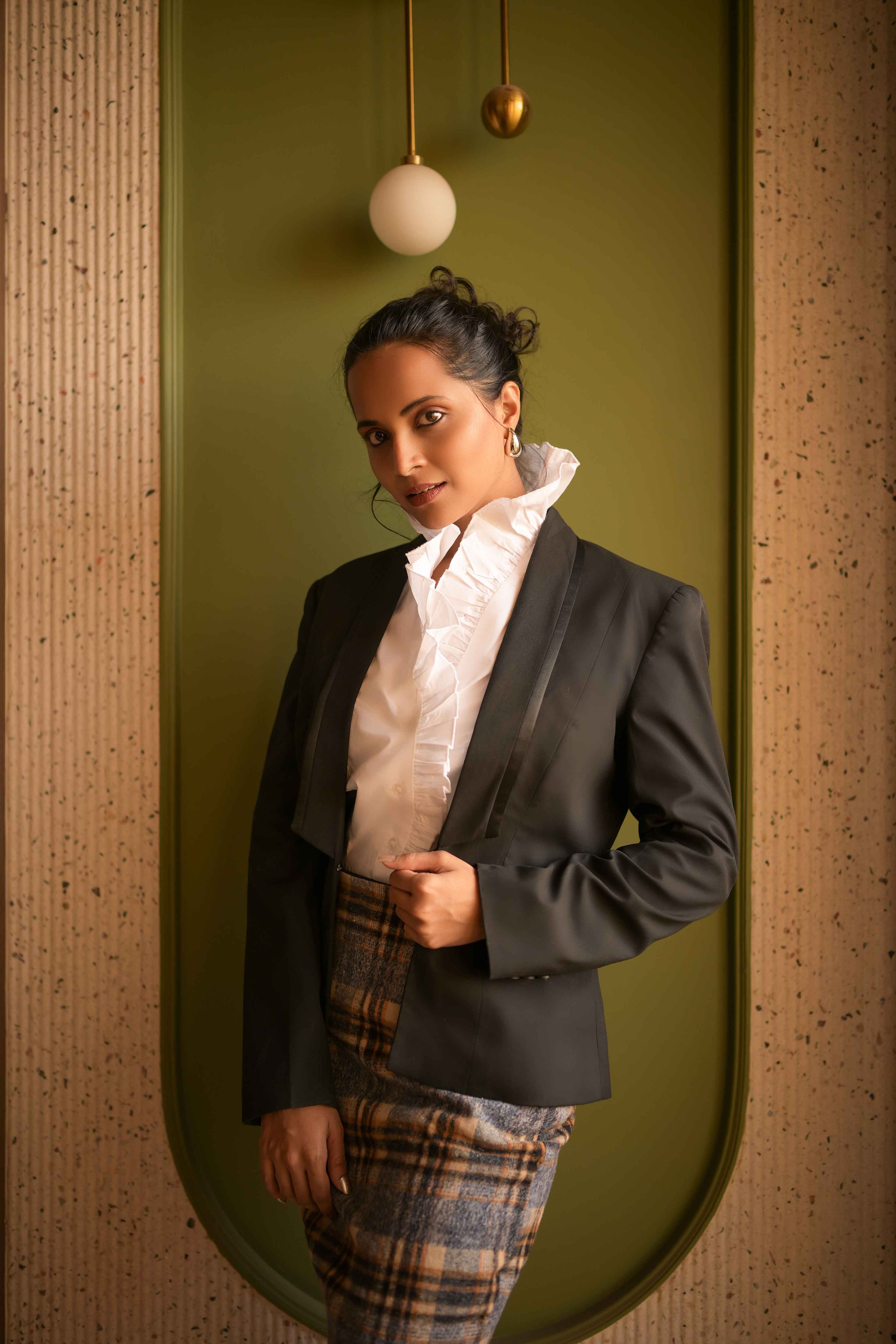 Ivory Ruffle Collar Statement Shirt