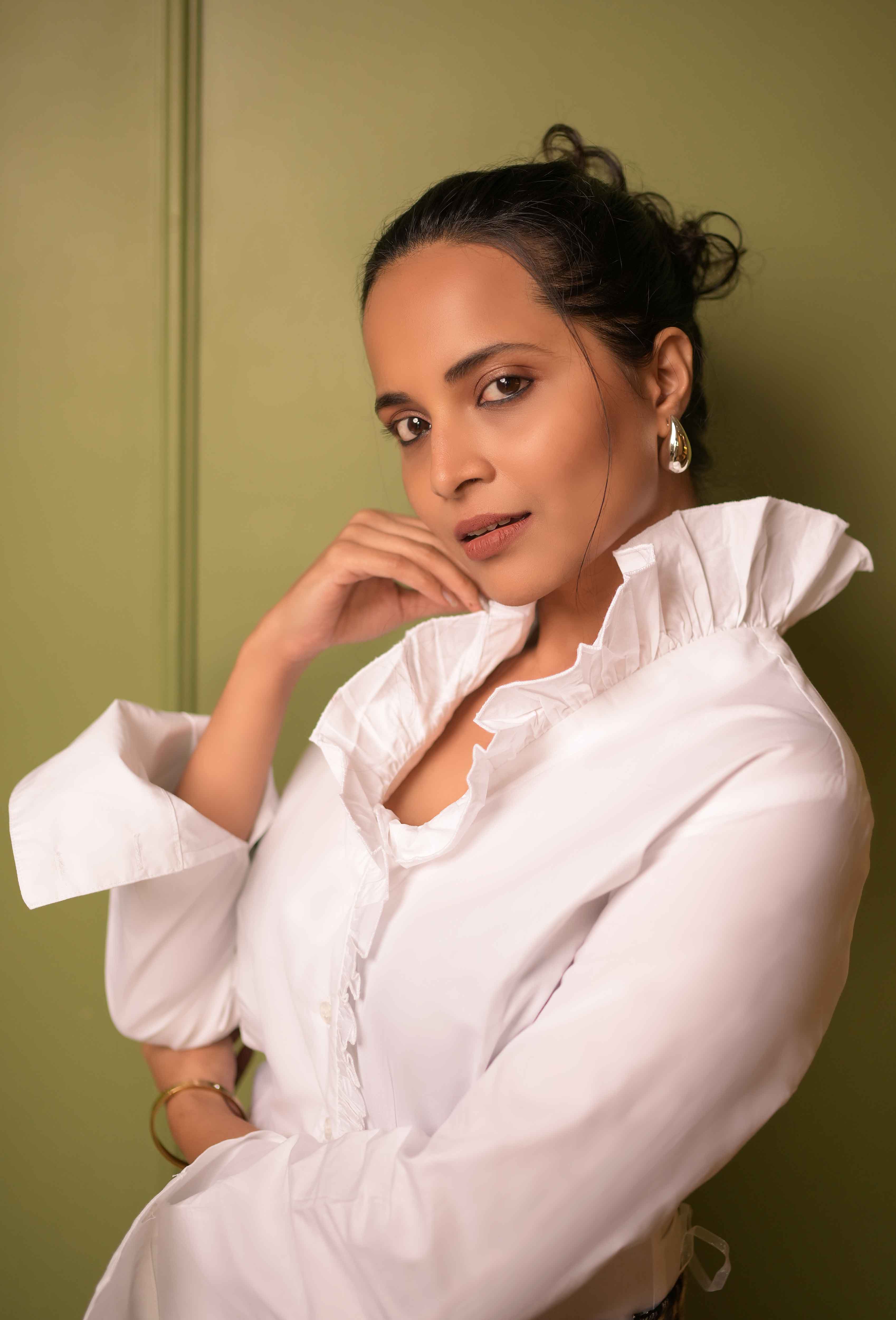 Ivory Ruffle Collar Statement Shirt