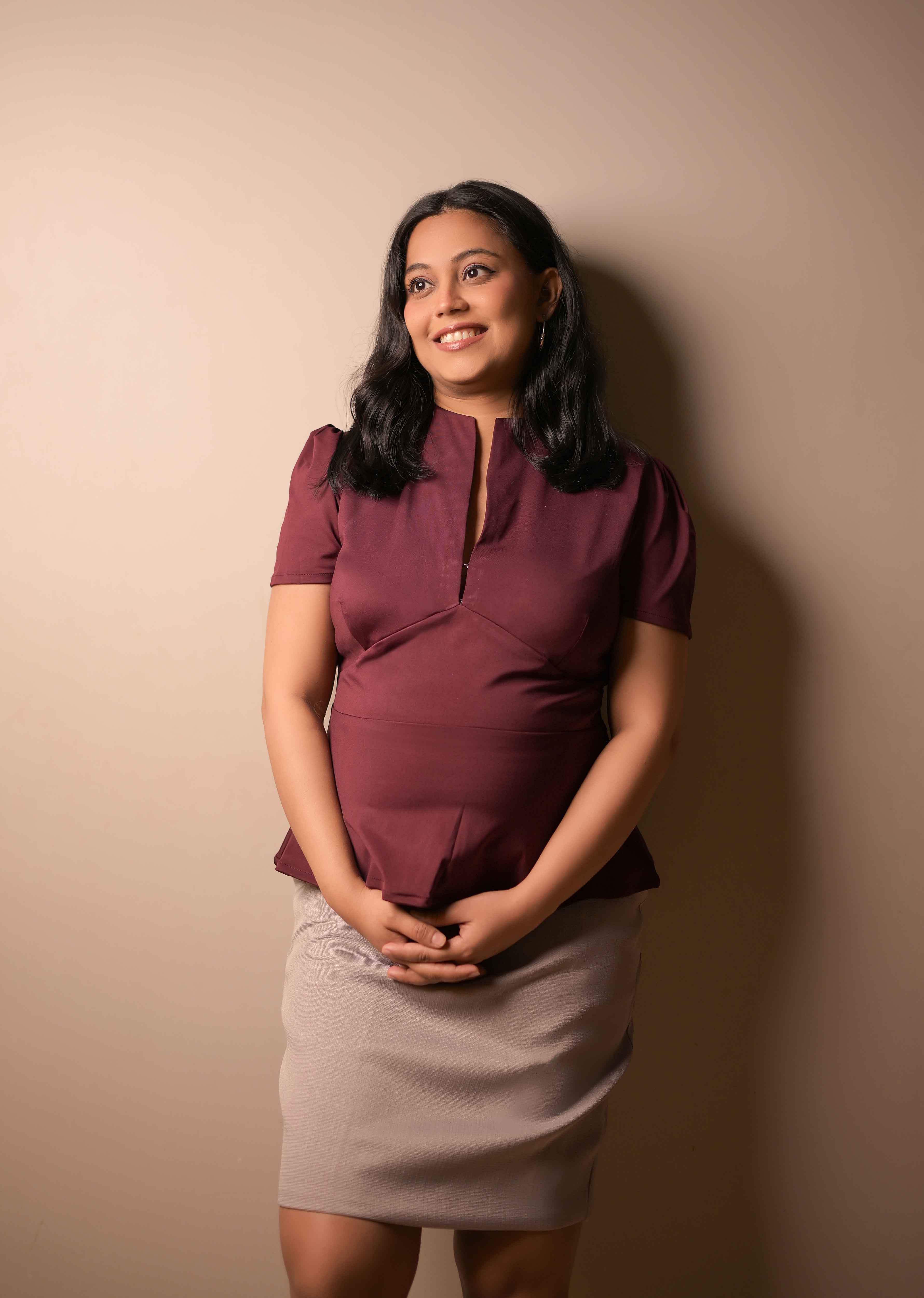 Burgundy Peplum Blouse