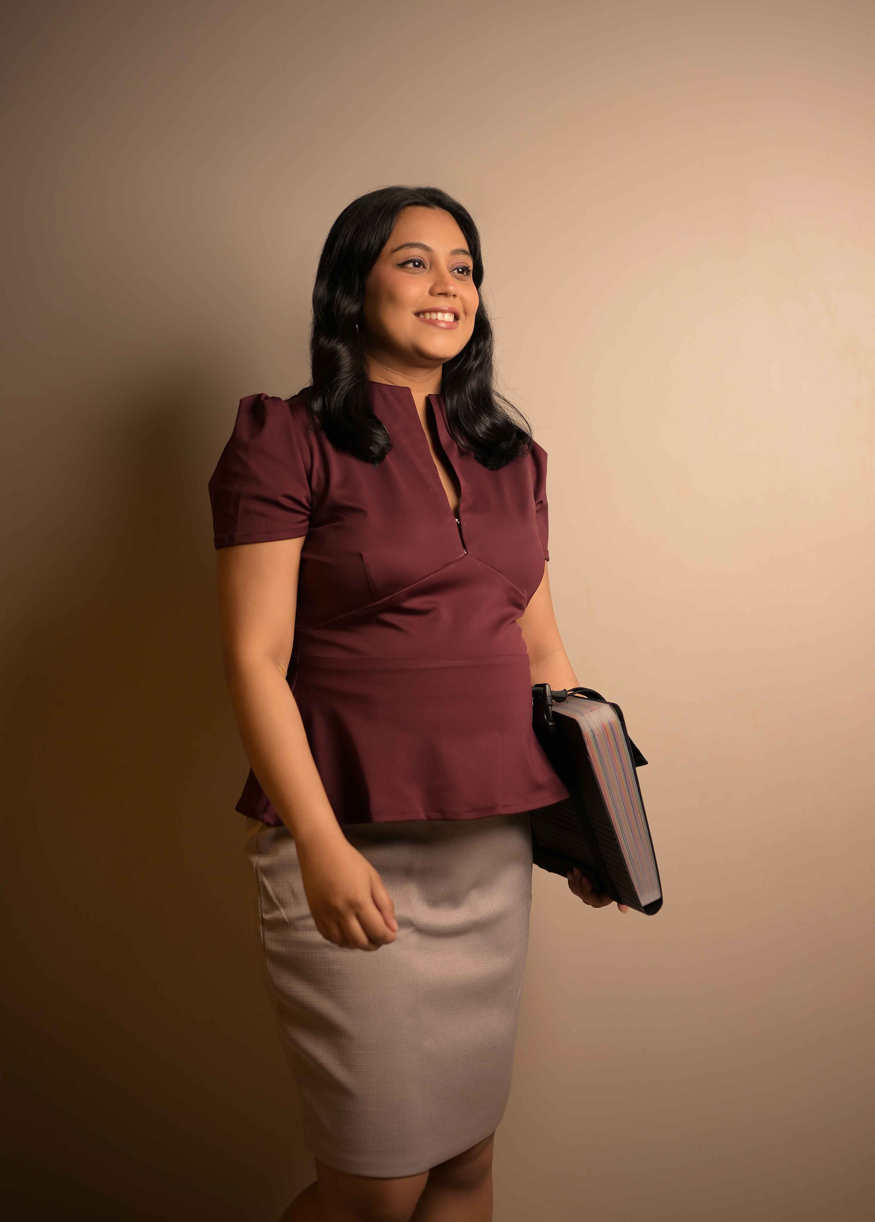 Burgundy Peplum Blouse